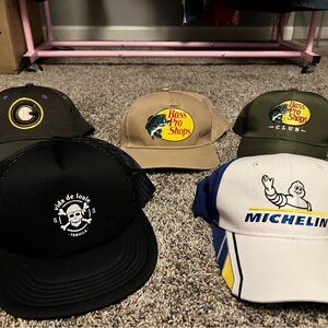 Michelin Blue and White Cap Bass Pro Shops/club Vida de Louie Tequilla lot of 5
